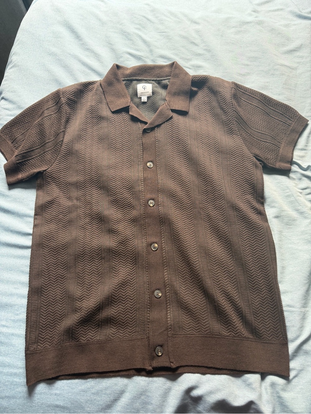 Craft + Flow Men's Short Sleeve Knit Button Down Polo Shirt - Brown